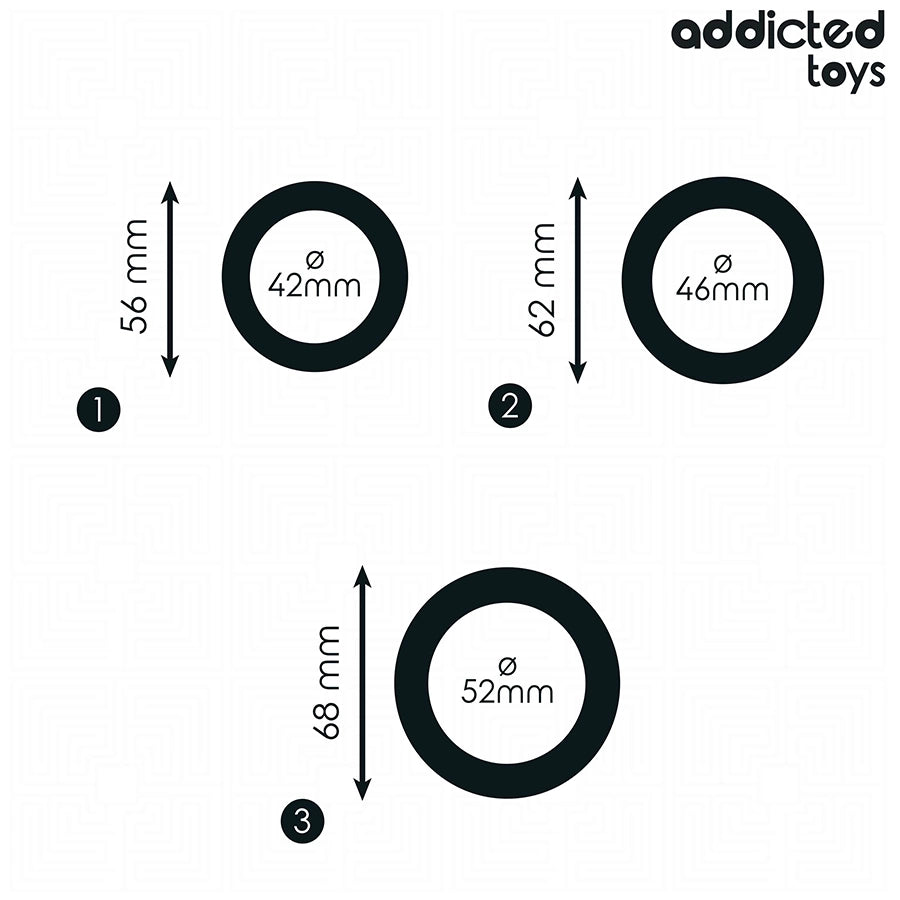 Addicted Toys Zestaw 3 Płaskich Pierścieni Silikonowych Komfort
