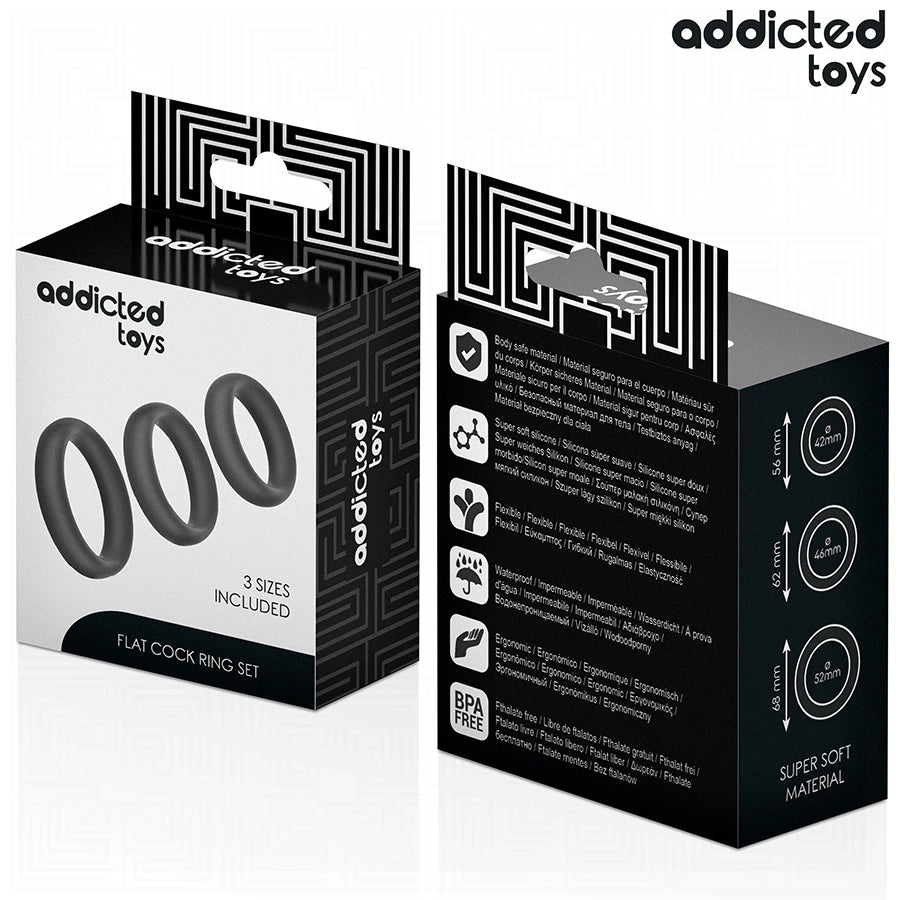 Addicted Toys Zestaw 3 Płaskich Pierścieni Silikonowych Komfort