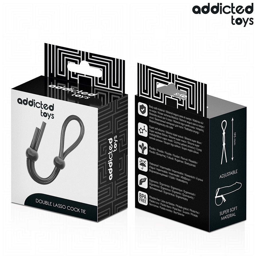 Addicted Toys Double Loop - silikonowa lina z podwojną pętlą, czarna 19,5 cm