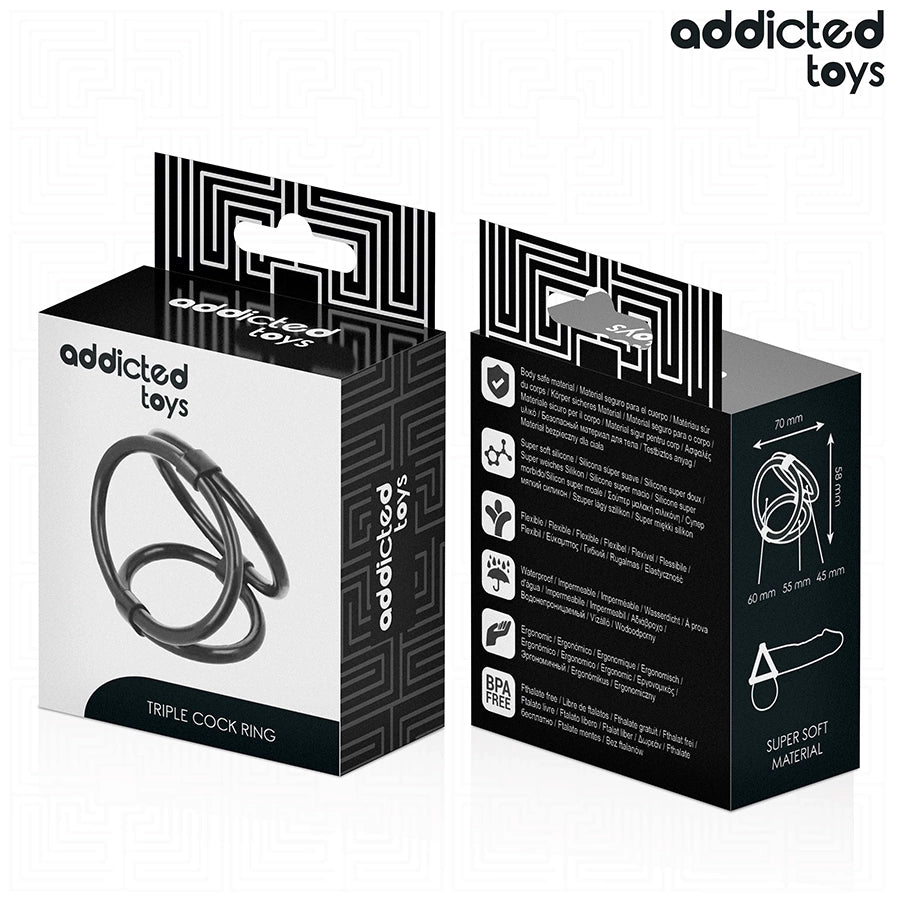 Addicted Toys Triple Ring - Elastyczny potrojny pierścień anatomiczny 3w1
