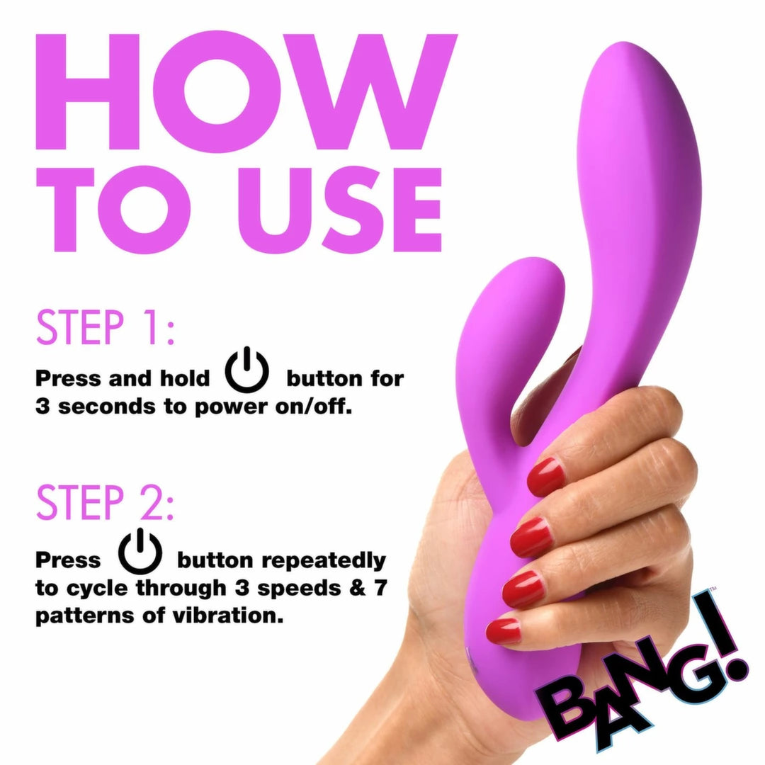 BANG! Flexible Rabbit Vibrator Dual System Fioletowy 19,5cm