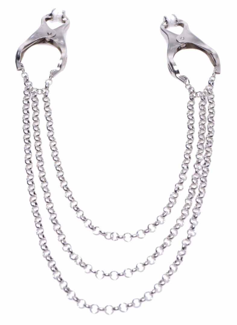 Affix Triple Chain metalowe zaciski z potrojnym łańcuchem - srebrne