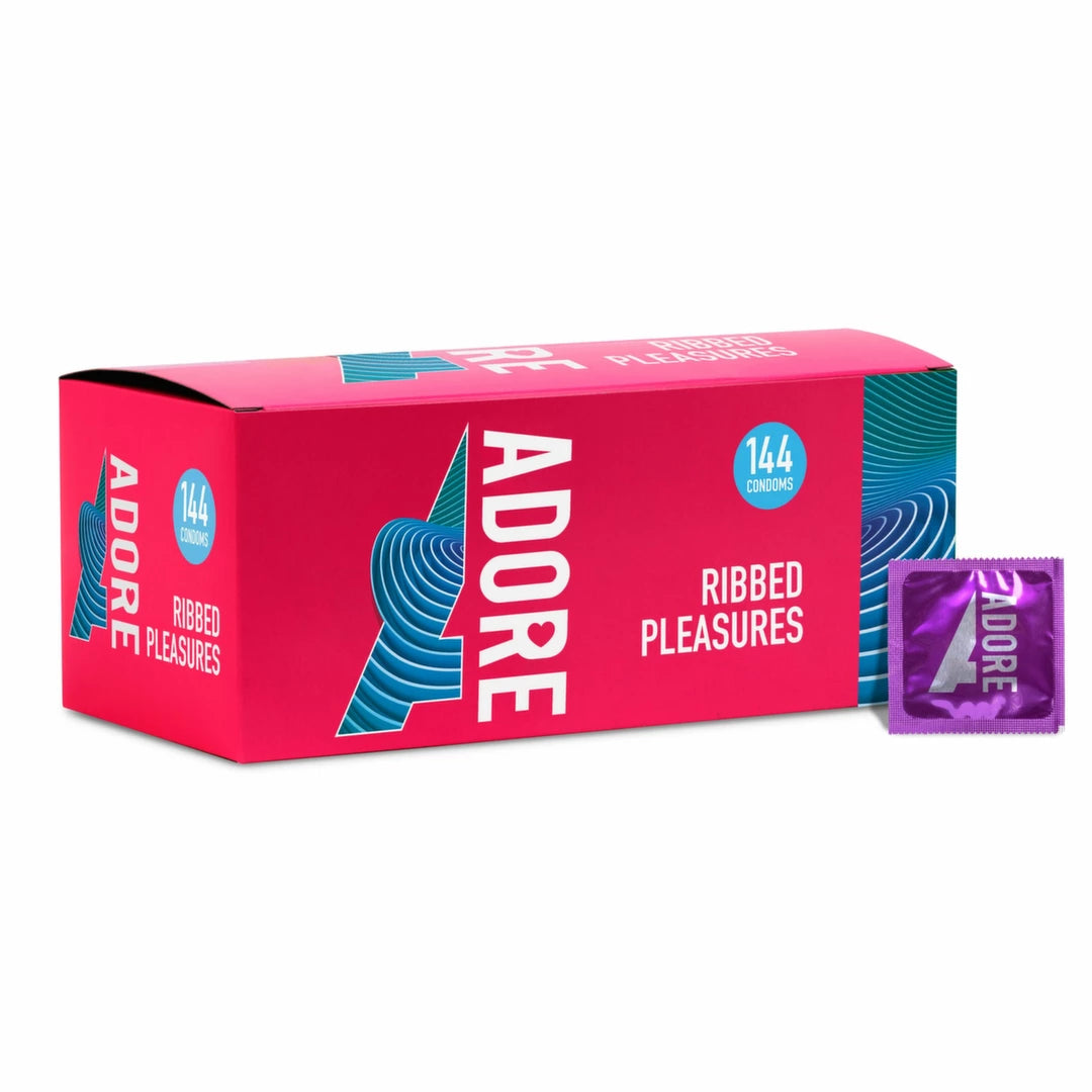 Adore Ribbed Pleasure 144 szt. prezerwatywy z wypustkami, transparentne