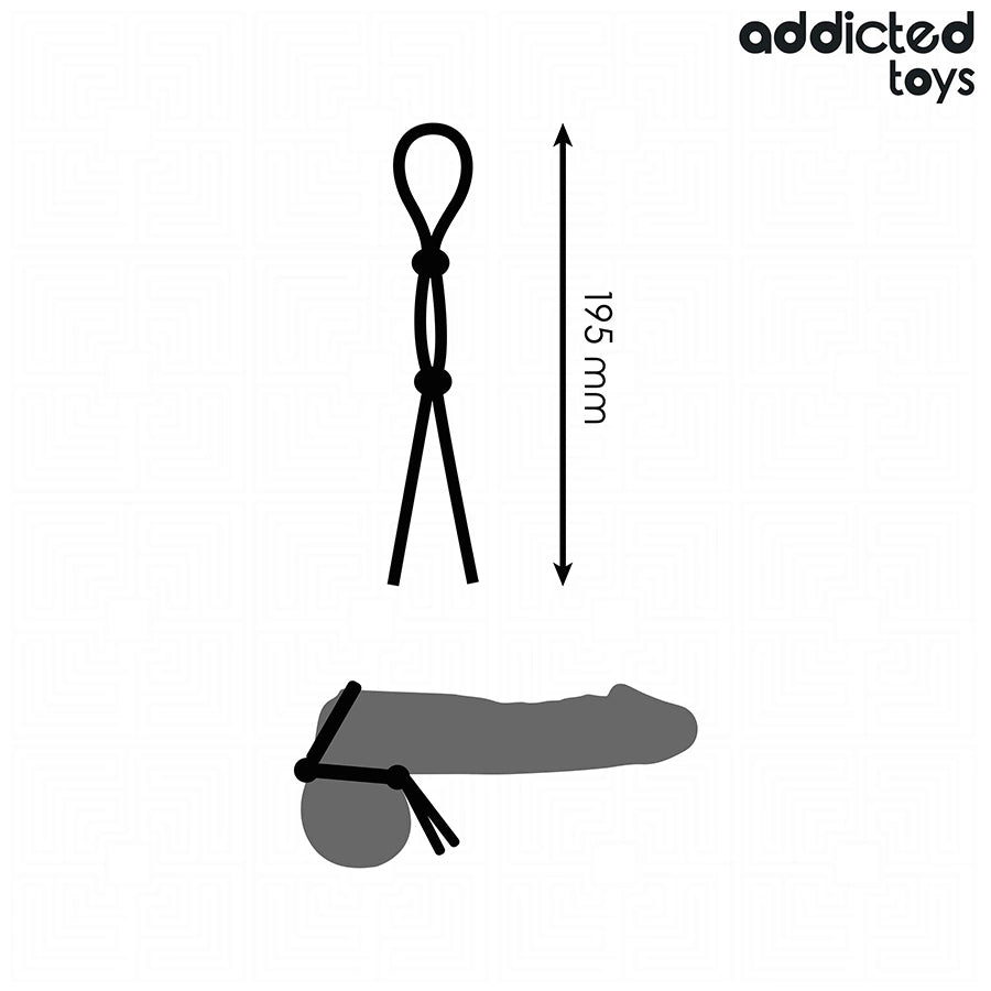 Addicted Toys Double Loop - silikonowa lina z podwojną pętlą, czarna 19,5 cm