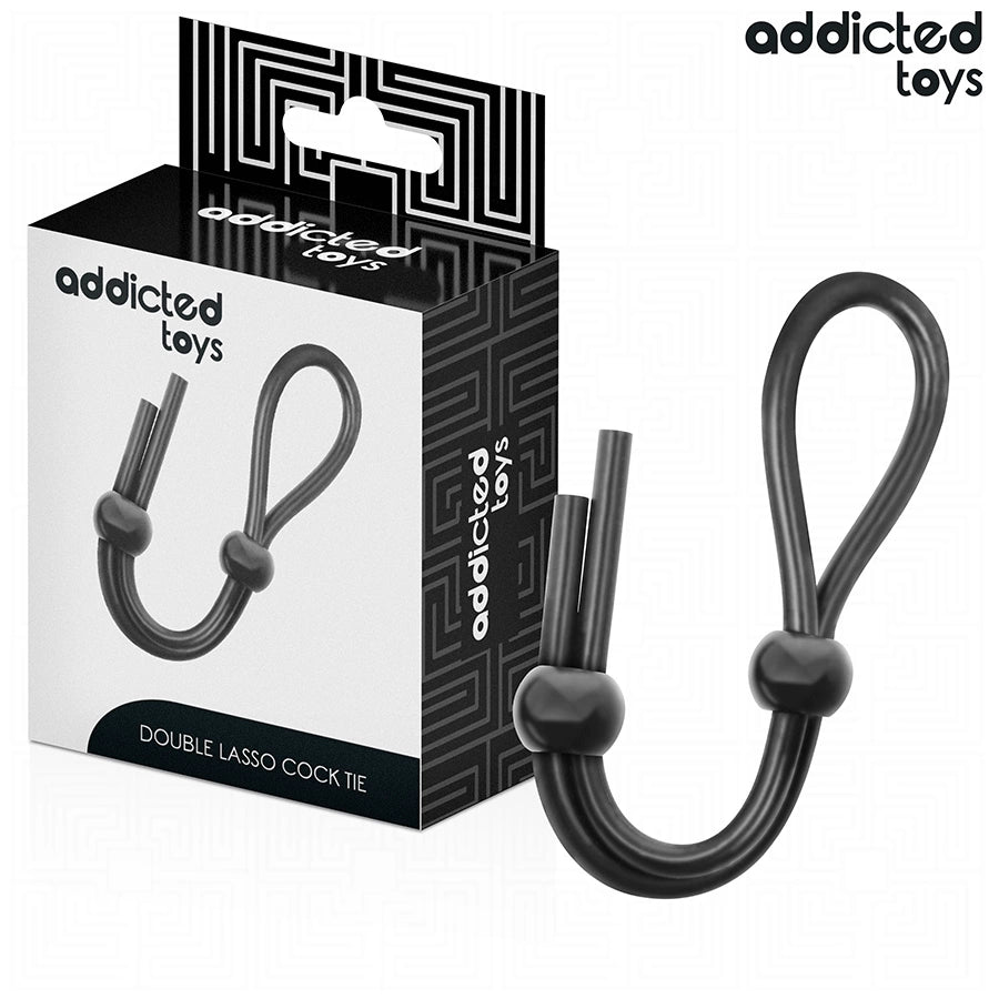 Addicted Toys Double Loop - silikonowa lina z podwojną pętlą, czarna 19,5 cm