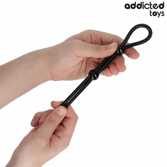 Addicted Toys Double Loop - silikonowa lina z podwojną pętlą, czarna 19,5 cm