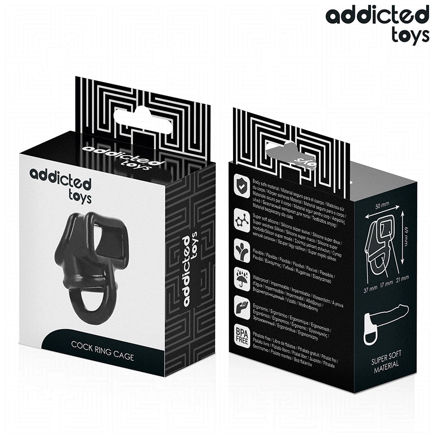 Addicted Toys pierścień wspierający w formie klatki, czarny, 69 mm