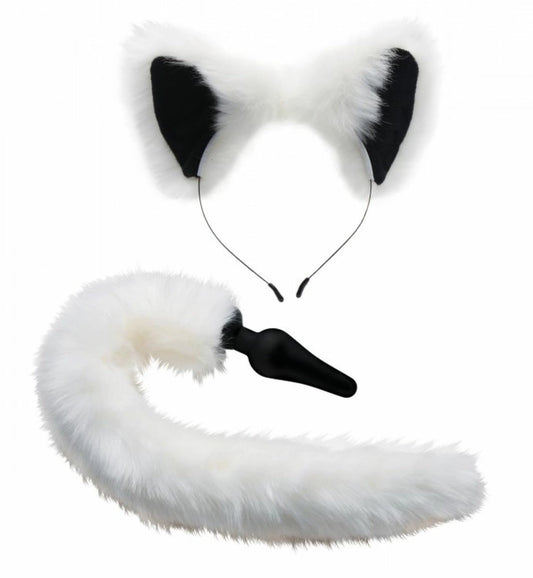 XR Brands White Fox Zestaw Akcesoriow - Ogon i Uszy, Biały
