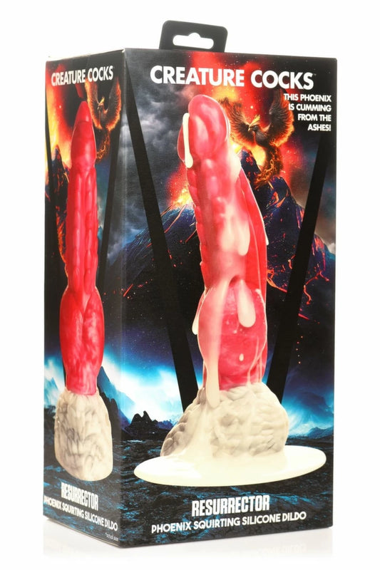 XR Brands Resurrector Phoenix model silikonowy z funkcją rozprysku Red/White